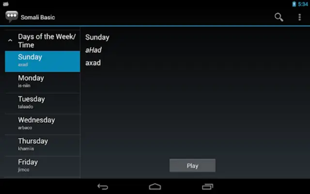 Somali Basic Phrases android App screenshot 0